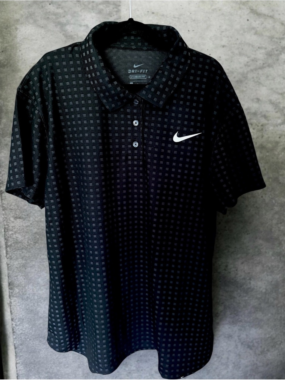 Nike Black Dri-FIT Square-Pattern Polo